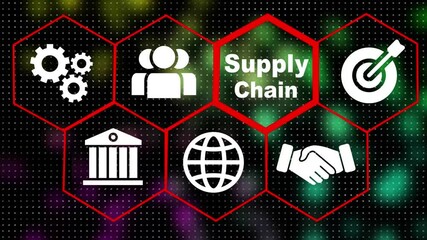 selecting a supply chain concept of a futuristic. Hi tech motion graphic background, white flickering dots on dark background .4k video animation. on black background and 4 collar animation.