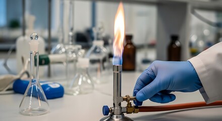 Bunsen Burner Ignition in Science Lab