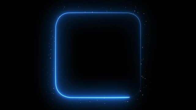Neon lights motion loops square circular motion draws and beautiful lights background linear lamp. Beautiful abstract square light. Cyberpunk style design. Colors lighting light effect with particle.