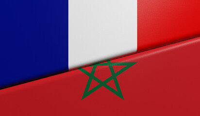 Drapeaux du Maroc et de la France ensemble - rendu 3D