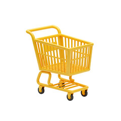 3D Rendered Yellow Retail Cart Icon, Isolated on Transparent or White Background