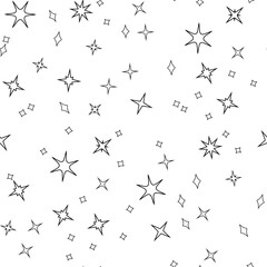 Vector seamless pattern hand drawn stars covering white surface, suitable for gift wrap, wallpaper, scrapbook design, textile prints, web graphics