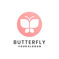 Abstract butterfly logo with minimalist circle and wings shape