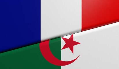 Drapeaux de lAlgérie et de la France ensemble - rendu 3D
