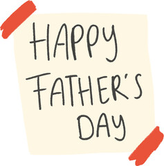 Happy Father’s Day on Yellow Sticky Note with Red Tape,  Vector Illustration