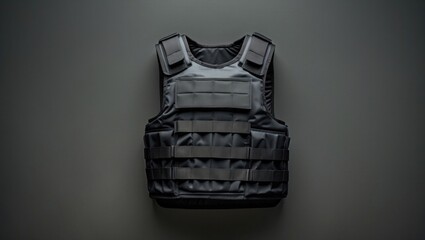 Displaying tactical vest showcasing adjustable padded straps in studio display, with MOLLE webbing