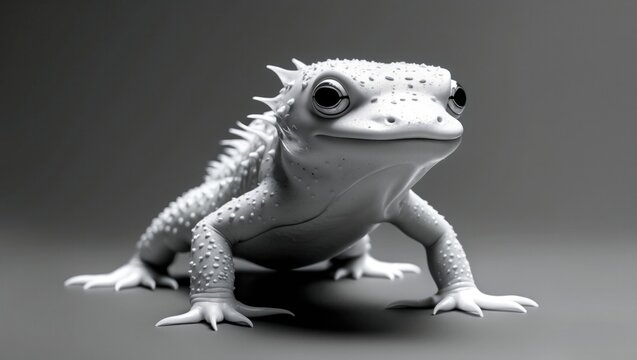 Displaying spiky reptile balancing on studio platform under soft lighting, highlighting skin detail - Powered by Adobe