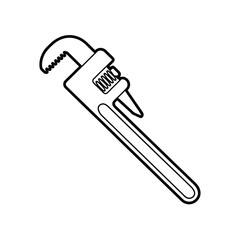 Outline illustration of a pipe wrench on a white background