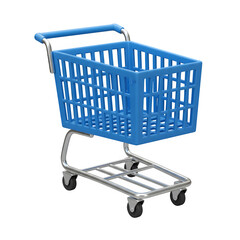 Modern 3D Blue Cart Symbol, Isolated on Transparent or White Background