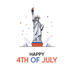 Liberty Bell with Festive Text – ‘Happy 4th of July’ on Historic Flat Icon
