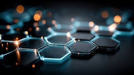Abstract hexagonal grid with glowing points