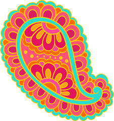 Colorful doodle paisley vector in indian style with floral details