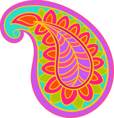 Vibrant indian paisley ornament , hand-drawn decorative vector