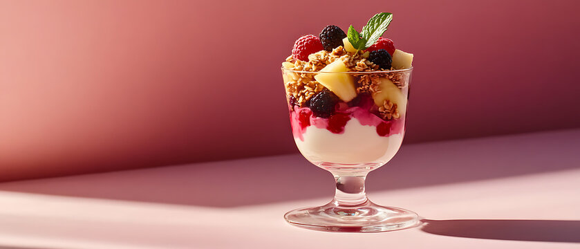 Fruit and Yogurt Parfait with Granola Topping - Powered by Adobe