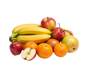Fresh fruits on white background