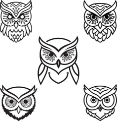 Black and White Owl Face Logo for Smart or Night Brands