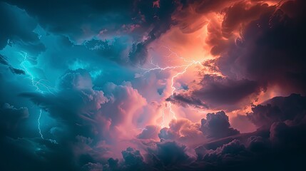 danger lightning in the clouds, stormy cloud in the dark