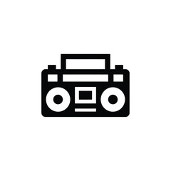 Simple Black and White Boombox Icon Illustration on White Background