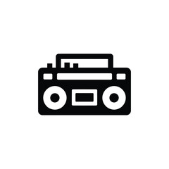 Simple Black and White Icon of a Vintage Boombox