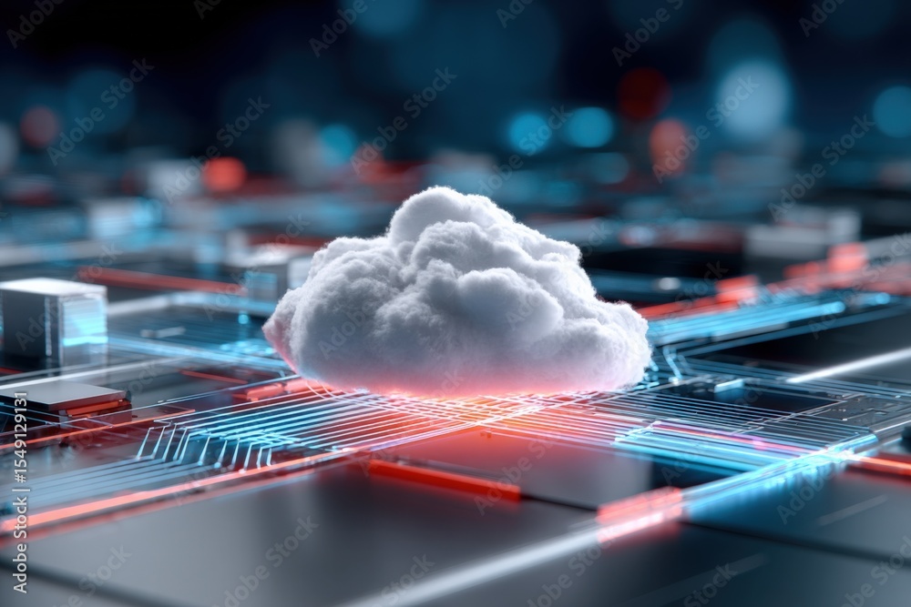 Aufkleber advanced cloud computing technology concept with digital data network and cloud storage representati