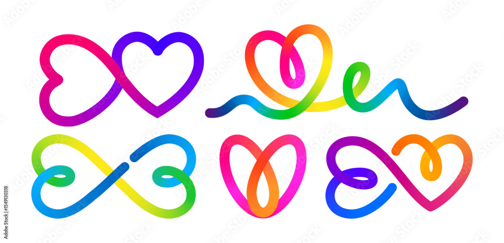 Poster line heart vector logo. abstract love symbol. 3d shape gradient icon on a white background. outlined