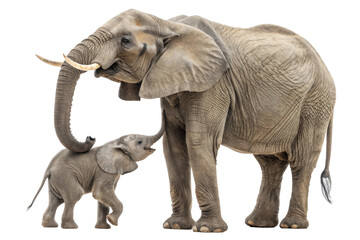 Mother And Baby Elephant Displaying Affection In Natural Habitat With Transparent Background