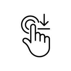 Obraz premium Hand Tapping Down Icon Black Outline on White Background