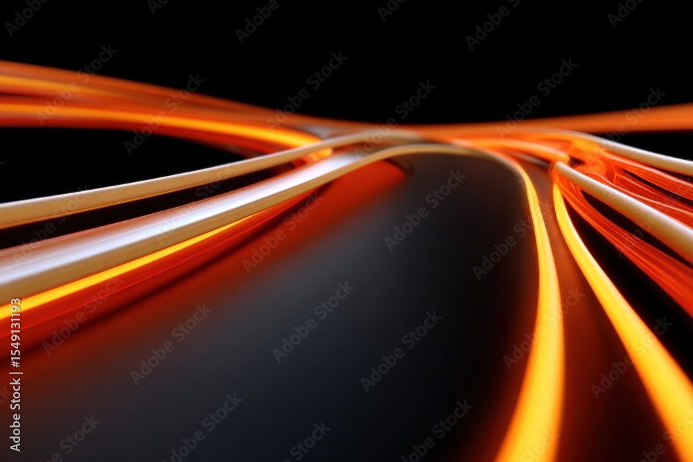 Poster dynamic light trails in motion on a dark road at night with long exposure photography showing speed 