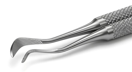 Dental Instruments: Detailed Close-Up of Two Surgical Tools on White Background