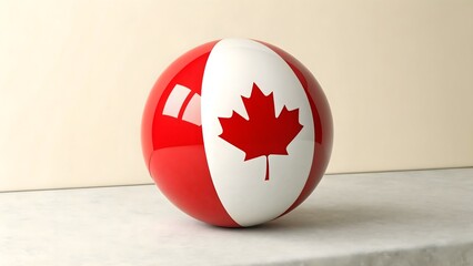 Canadian flag sphere on marble surface