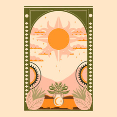 modern stylish illustration in boho country style. for printing on clothes or fabric	