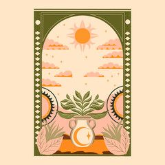 modern stylish illustration in boho country style. for printing on clothes or fabric	