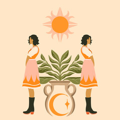 modern stylish illustration in boho country style. for printing on clothes or fabric	