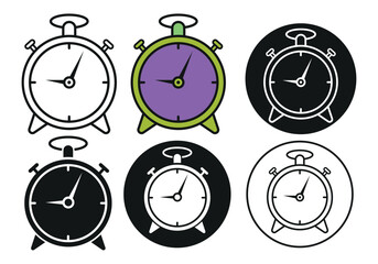 Alarm clock icon Set, Alarm Clock, Right Time Machine, Modern Alarm Clock Icon Set – Wake Up in Style, Vector Alarm Clock Icons – Time Management Essentials , Time Alert Icons – Colorful Alarm Clock 
