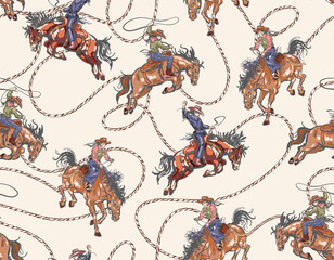 Stylish western Cowboys rodeo  seamless  from wild west rural  vector illustration ,Design for fashion , fabric, textile, wallpaper , wrapping and all prints