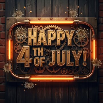 happy 4t of july sign for celebration, celebrating the independence day of unites states of america