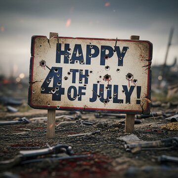happy 4t of july sign for celebration, celebrating the independence day of unites states of america