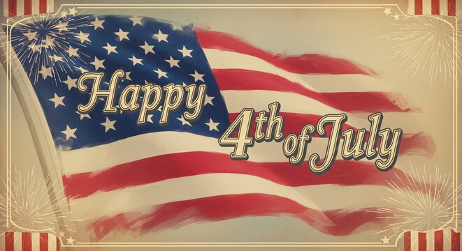 happy 4t of july sign for celebration, celebrating the independence day of unites states of america