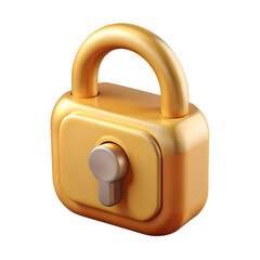 gold locked padlock 3d rendering isolated