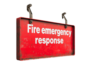 A Red Fire Emergency Response Sign