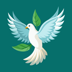 Obraz premium White dove of peace with olive branch illustration