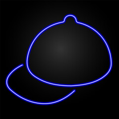 cap neon sign, modern glowing banner design, colorful modern design trend on black background. Vector illustration.
