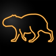 capibara neon sign, modern glowing banner design, colorful modern design trend on black background. Vector illustration.