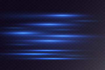 Collection of horizontal glare. Laser beams, horizontal light lines.EPS 10.