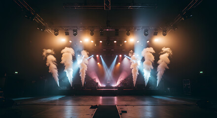 Musicians performing live on stage with warm lighting and audience enjoying the concert