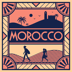 Futuristic illustration of morocco , paris and japan vector t shirt design, vector graphic, typographic poster or tshirts street wear and Urban style