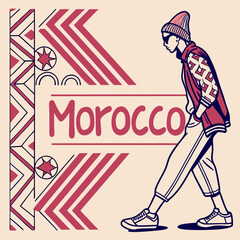 Futuristic illustration of morocco , paris and japan vector t shirt design, vector graphic, typographic poster or tshirts street wear and Urban style