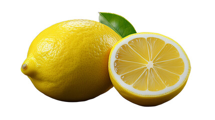 Juicy Yellow Lemon Fruit with Leaf Fresh Citrus Photography