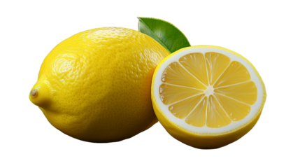 Juicy Yellow Lemon Fruit with Leaf Fresh Citrus Photography