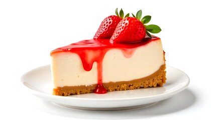 Strawberry-Topped Cake Slice
